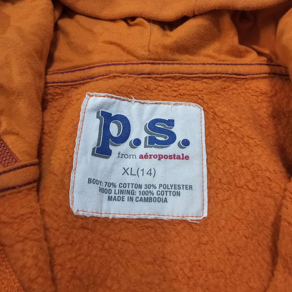 Aeropostale Orange Zip-Up Hoodie Sweatshirt - Picture 4 of 5